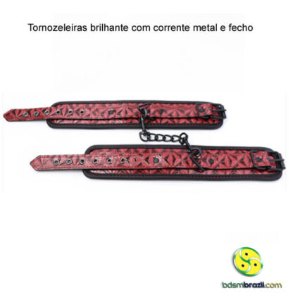 Tornozeleiras brilhante com corrente metal e fecho - Image 2