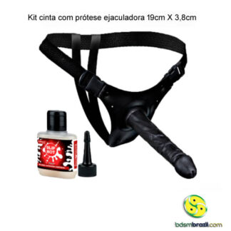 Kit cinta com prótese ejaculadora 19cm X 3,8cm