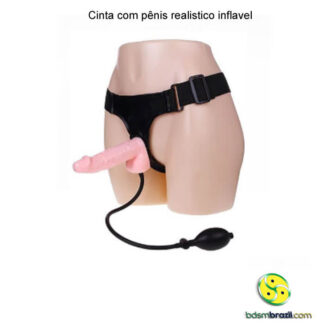 Cinta strap-on com pênis realístico inflável