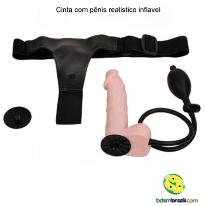 Cinta strap-on com pênis realístico inflável - Image 3