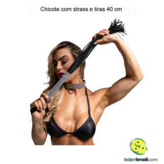Chicote com strass e tiras 40 cm