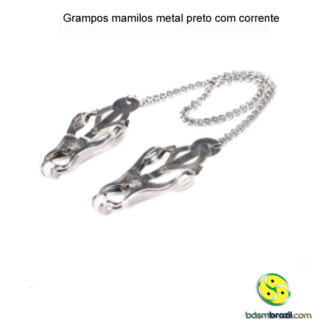 Grampos mamilos metal com corrente