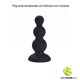 Plug anal escalonado em silicone com ventosa