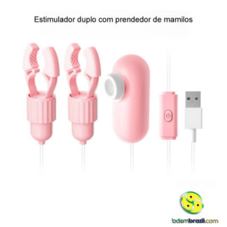 Estimulador duplo com prendedor de mamilos