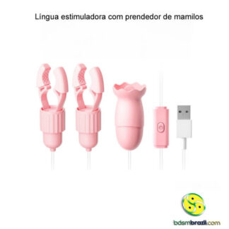Língua estimuladora com prendedor de mamilos
