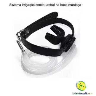 Sistema irrigação sonda uretral na boca mordaça