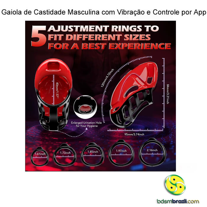 Gaiola de Castidade Masculina com Vibração e Controle por App - Imagem 2