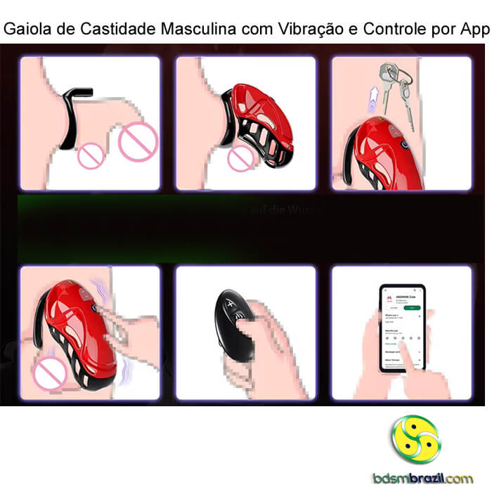 Gaiola de Castidade Masculina com Vibração e Controle por App - Imagem 3