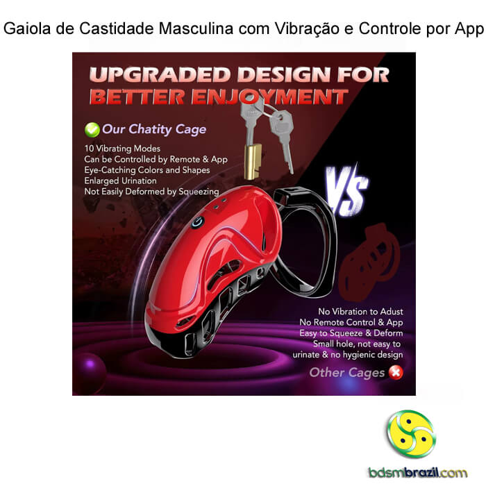 Gaiola de Castidade Masculina com Vibração e Controle por App - Imagem 5
