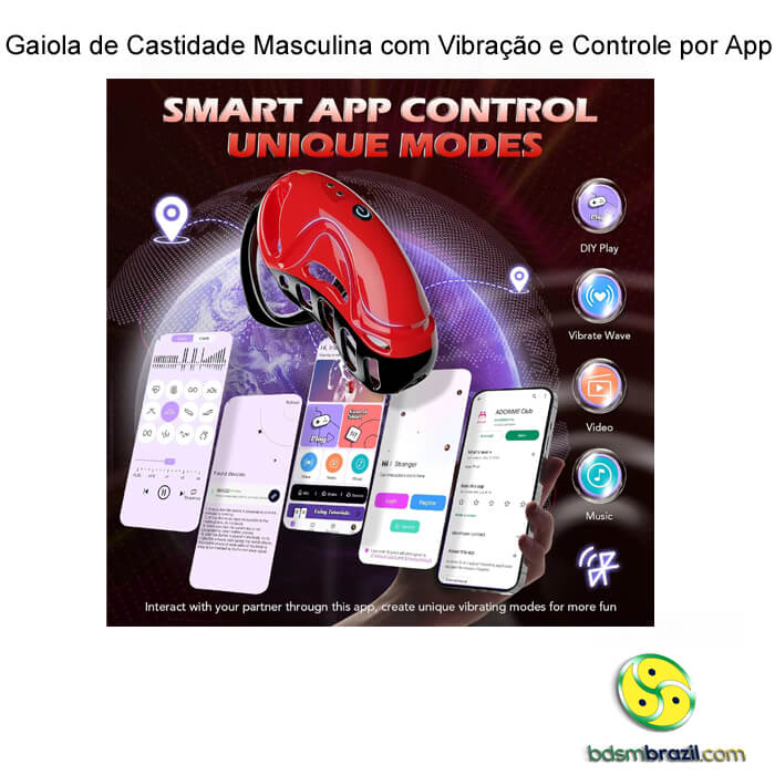 Gaiola de Castidade Masculina com Vibração e Controle por App - Imagem 6