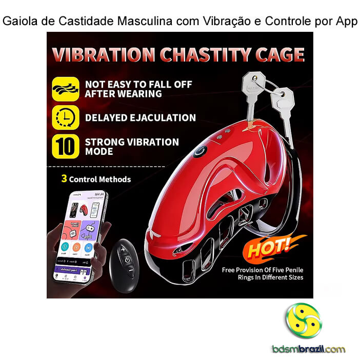 Gaiola de Castidade Masculina com Vibração e Controle por App - Imagem 7