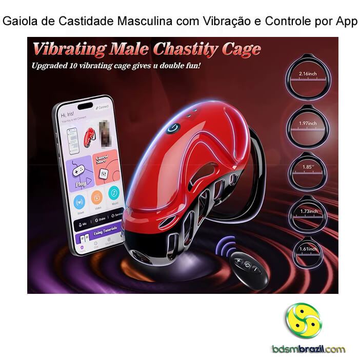 Gaiola de Castidade Masculina com Vibração e Controle por App - Imagem 8