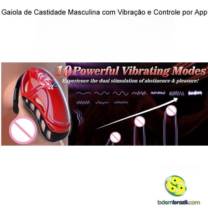 Gaiola de Castidade Masculina com Vibração e Controle por App - Imagem 9