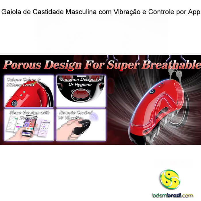 Gaiola de Castidade Masculina com Vibração e Controle por App - Imagem 10