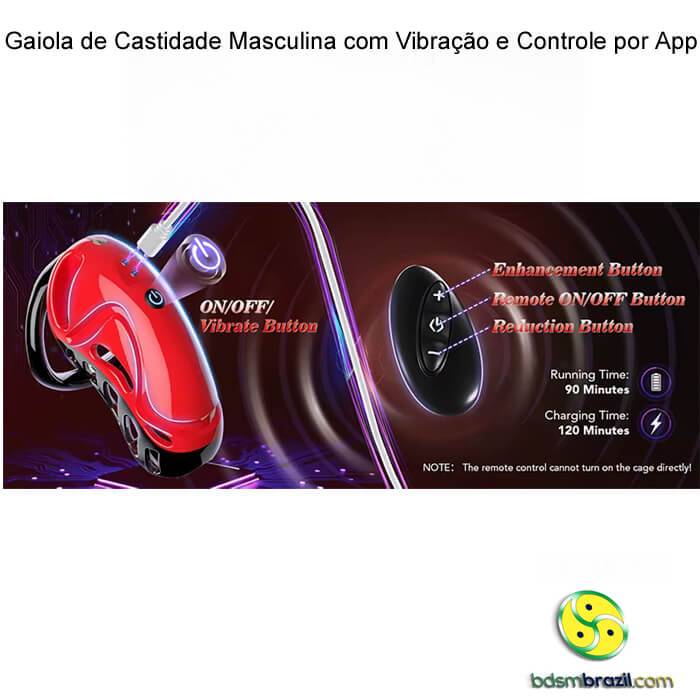Gaiola de Castidade Masculina com Vibração e Controle por App - Imagem 13