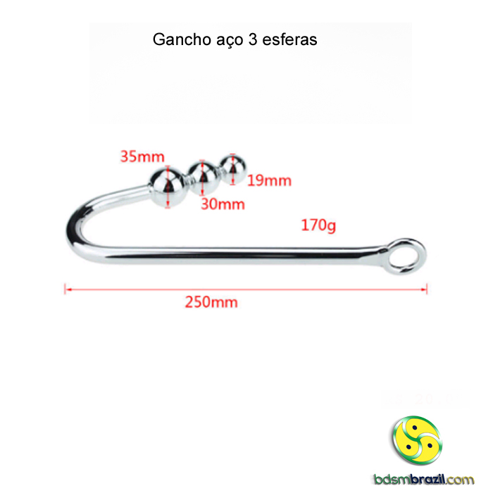 Gancho em Aço Inox com 3 Esferas Progressivas